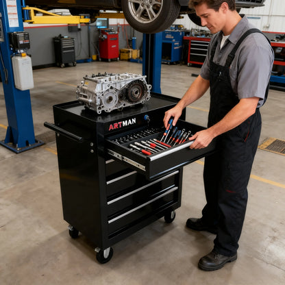 ARTMAN 5 Drawer Rolling Tool Chest, Tool Storage Cabinet with Wheels and Drawers for Garage Warehouse