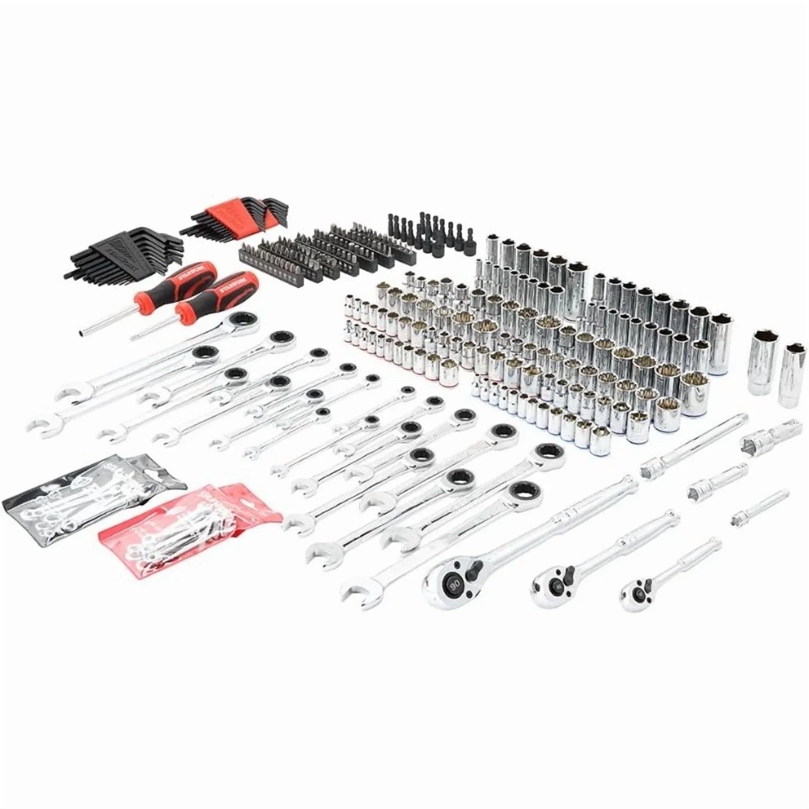 Tool Box 303-Piece Mechanics Tool Set and Socket Set, Professional, SAE/Metric