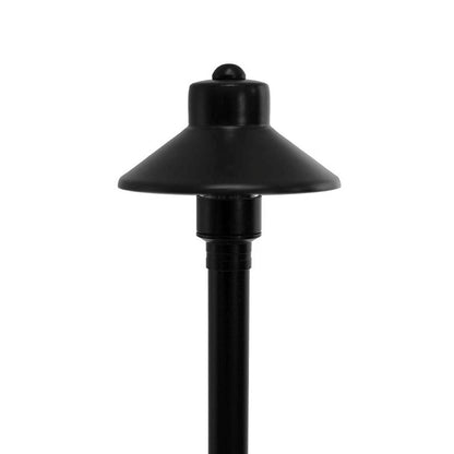 VOLT Flat Hat 12V Brass Path Light (7" Shade, 25" Tall)