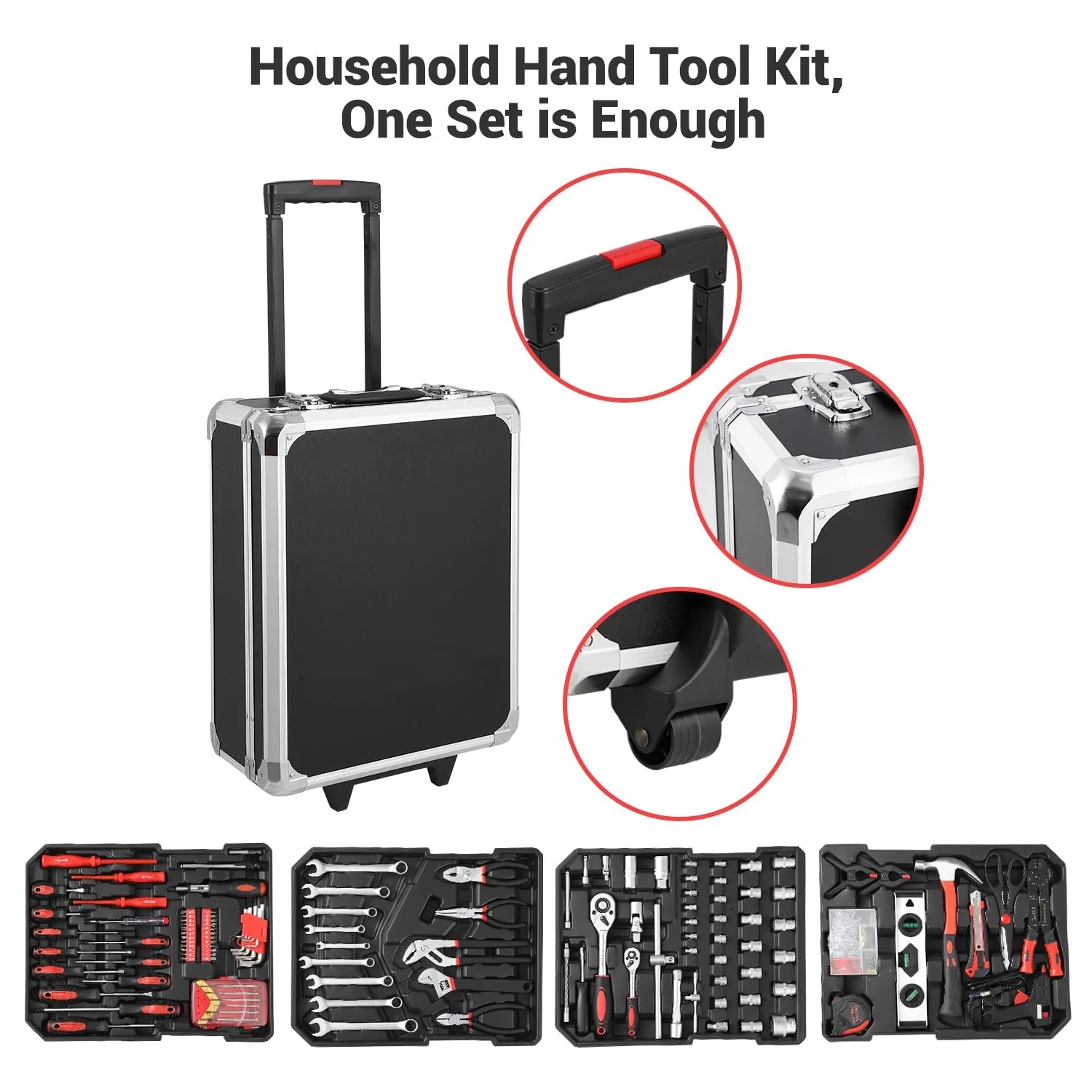 800 Piece Tool Sets for Men, Tool Box with Tools, Tool Kit with Rolling Tool Box, Complete Tool Box Set, Household Tool Set, Aluminum Trolley Case Tool Sets, Gift on Father's Day