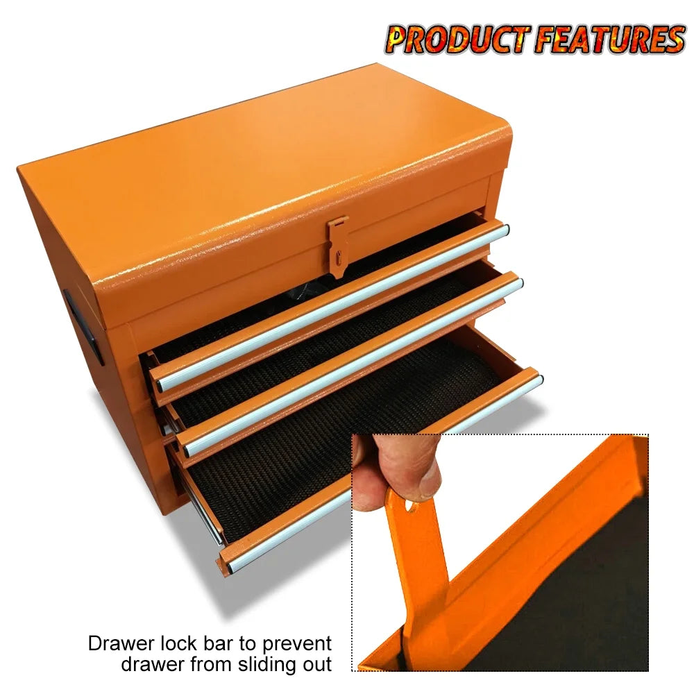 Odaof Tool Storage Cabinet and Chest, Cabinet with 4 Wheels, 5 Drawers, Large Capacity Removable Box with Lock for Garage and Warehouse-Orange