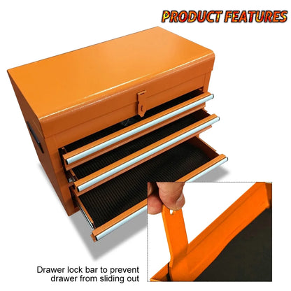 Odaof Tool Storage Cabinet and Chest, Cabinet with 4 Wheels, 5 Drawers, Large Capacity Removable Box with Lock for Garage and Warehouse-Orange