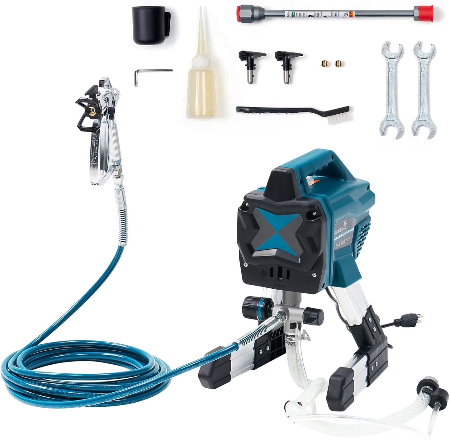 Jocisland High-Pressure Airless Paint Sprayer with 5L Hopper Capacity,650W, 2900 PSI Paint Sprayer with Two Spray Tips Options, for Professional and DIY Use