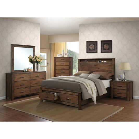 Queen Bed with Storage, Oak