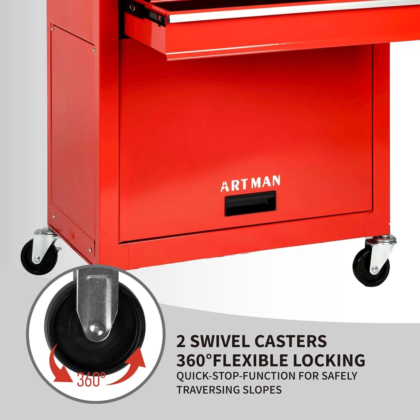 8-Drawer Rolling Tool Chest with Lockable Wheels, Sliding Drawers, Detachable Top & Adjustable Shelf