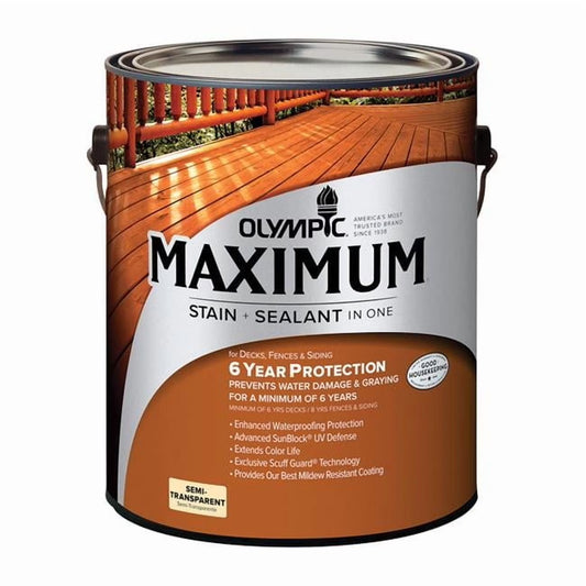 Olympic Maximum Semi-Transparent Semi-Gloss Cedar Natural Tone Deep Oil-Based Stain & Sealant - Pack of 4