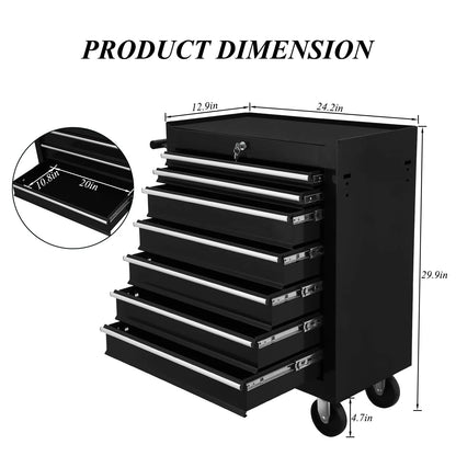 Maritcute 7 Drawer Rolling Tool Chest,Tool Cabinet on Wheels with Locking System,Rolling Tool Box Organizer Tool Case,Multifunctional Tool Cart Mechanic Tool Storage Cabinet for Garage,Wareh black