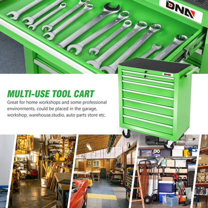 DNA Motoring TOOLS-00399 7 Drawers Garage Warehouse Workshop Rolling Tool Cabinet Chest With Top Antiskip Mat+Swivel Casters