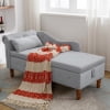 Indoor Velvet Chaise Lounge with Hidden Storage, Modern 58" L Upholstered Rolled Arm Chaise Chair with 1 Pillow and Solid Wood Legs for Living Room Bedroom Office (Beige)