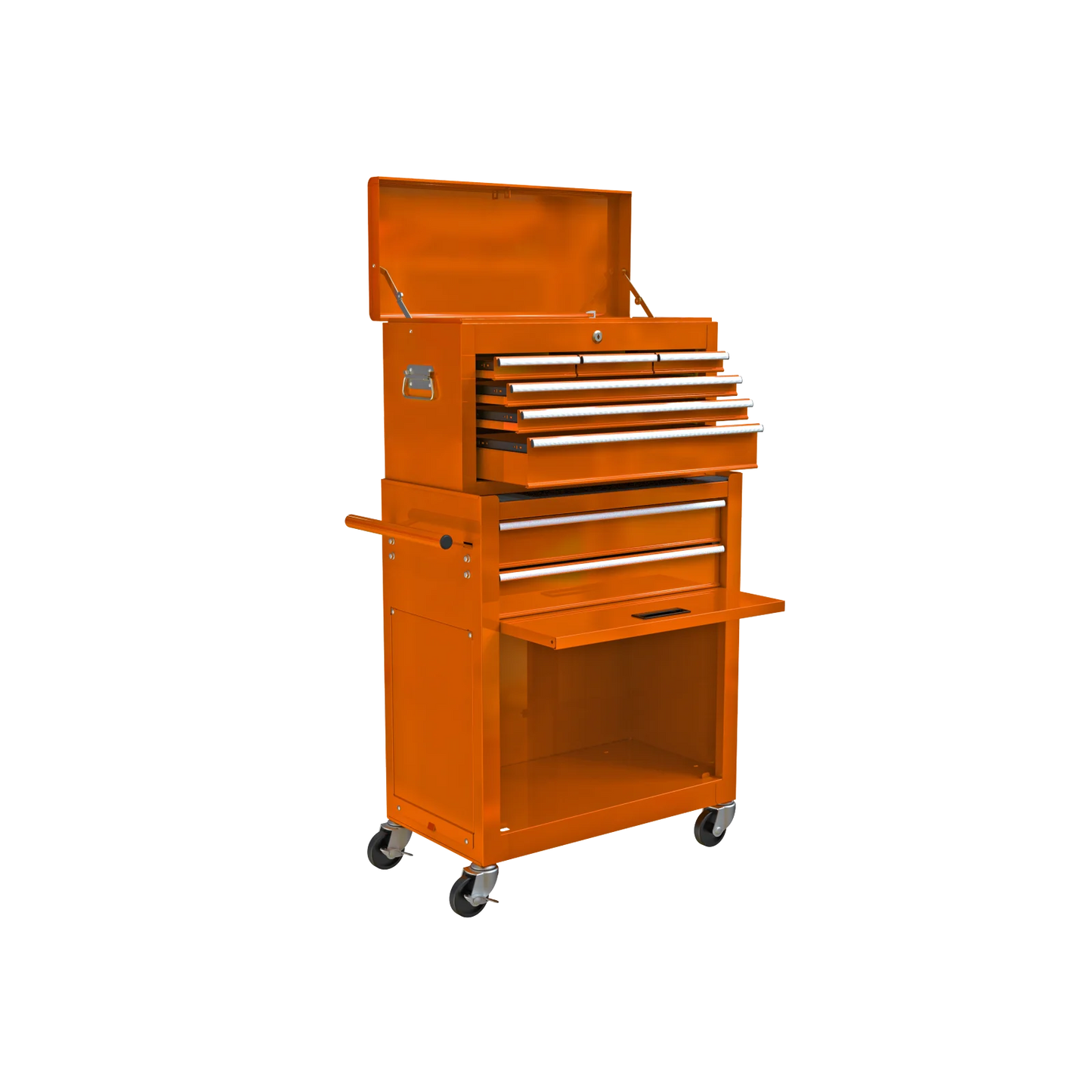 Pouseayar 8-Drawers Steel Rolling Tool Chest with Wheels and Drawers, Orange