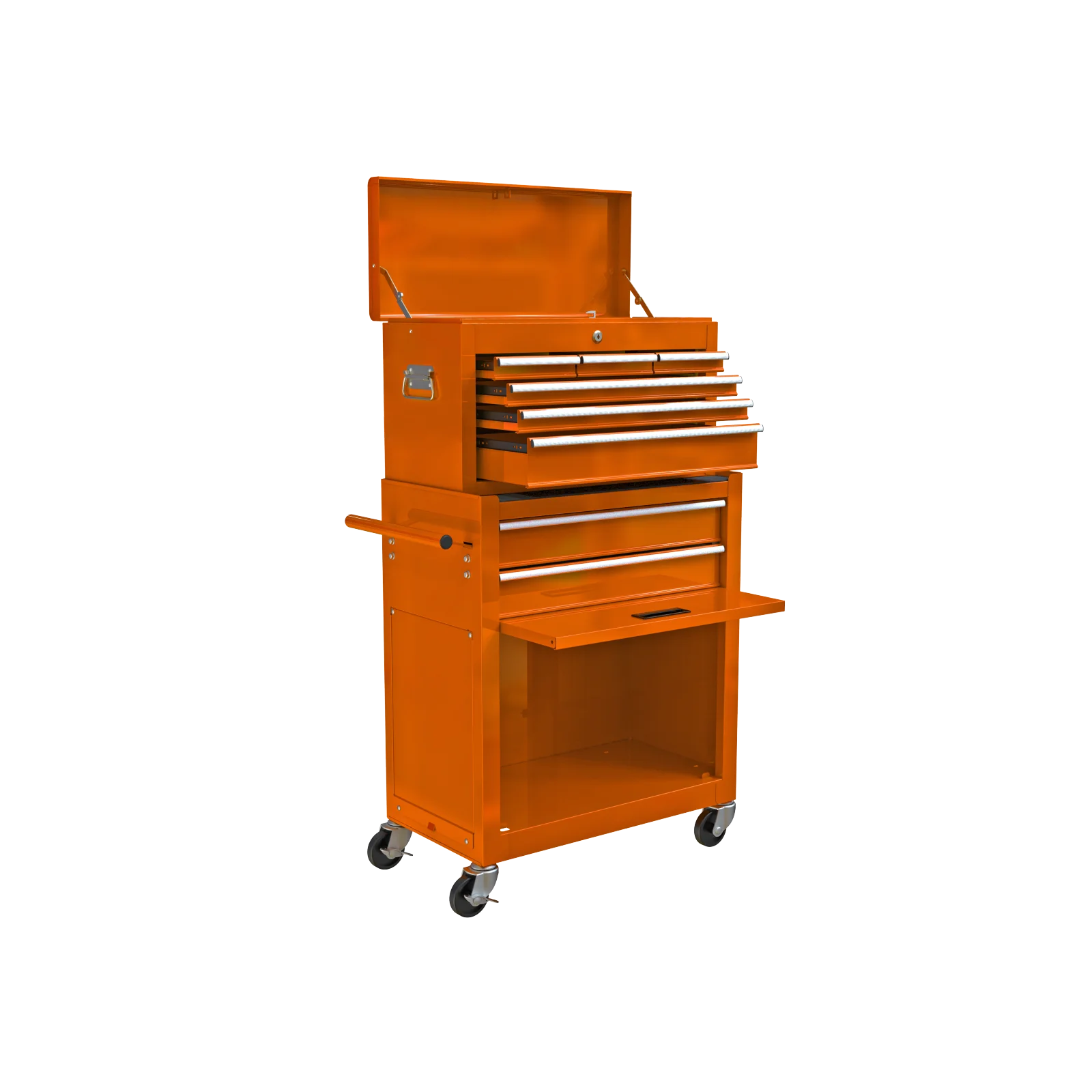Pouseayar 8-Drawers Steel Rolling Tool Chest with Wheels and Drawers, Orange