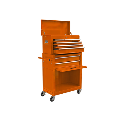 Pouseayar 8-Drawers Steel Rolling Tool Chest with Wheels and Drawers, Orange