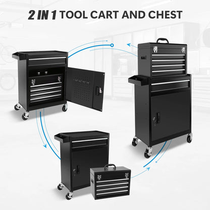 5-Drawer Rolling Tool Chest, High Capacity Tool Storage Cabinet W/Lockable Wheels