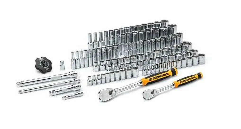 GEARWRENCH 1/4 in. and 3/8 in. Drive 6-Point Standard Deep SAE/Metric 90-Tooth Ratchet and Socket Mechanics Tool Set (106-Piece)