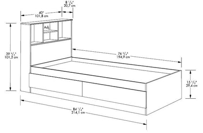 Mainstays Mates Storage Bed with Bookcase Headboard, Twin, Cinnamon Cherry Finish