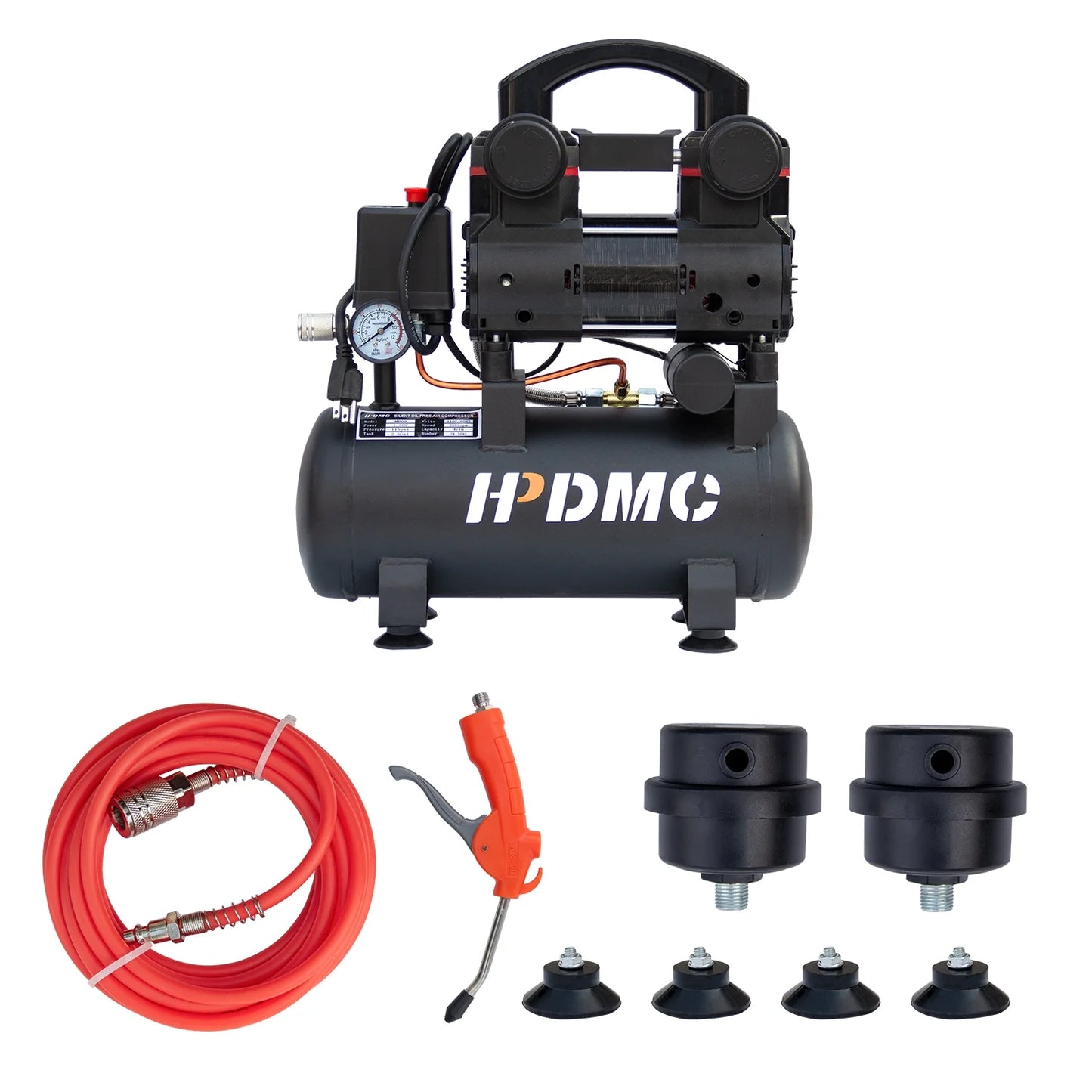 HPDMC Portable Oil-Free Air Compressor 120L/min 115psi, 110V 1-Phase with 2.5 Gallon Tank for Home, Garage & Workshop