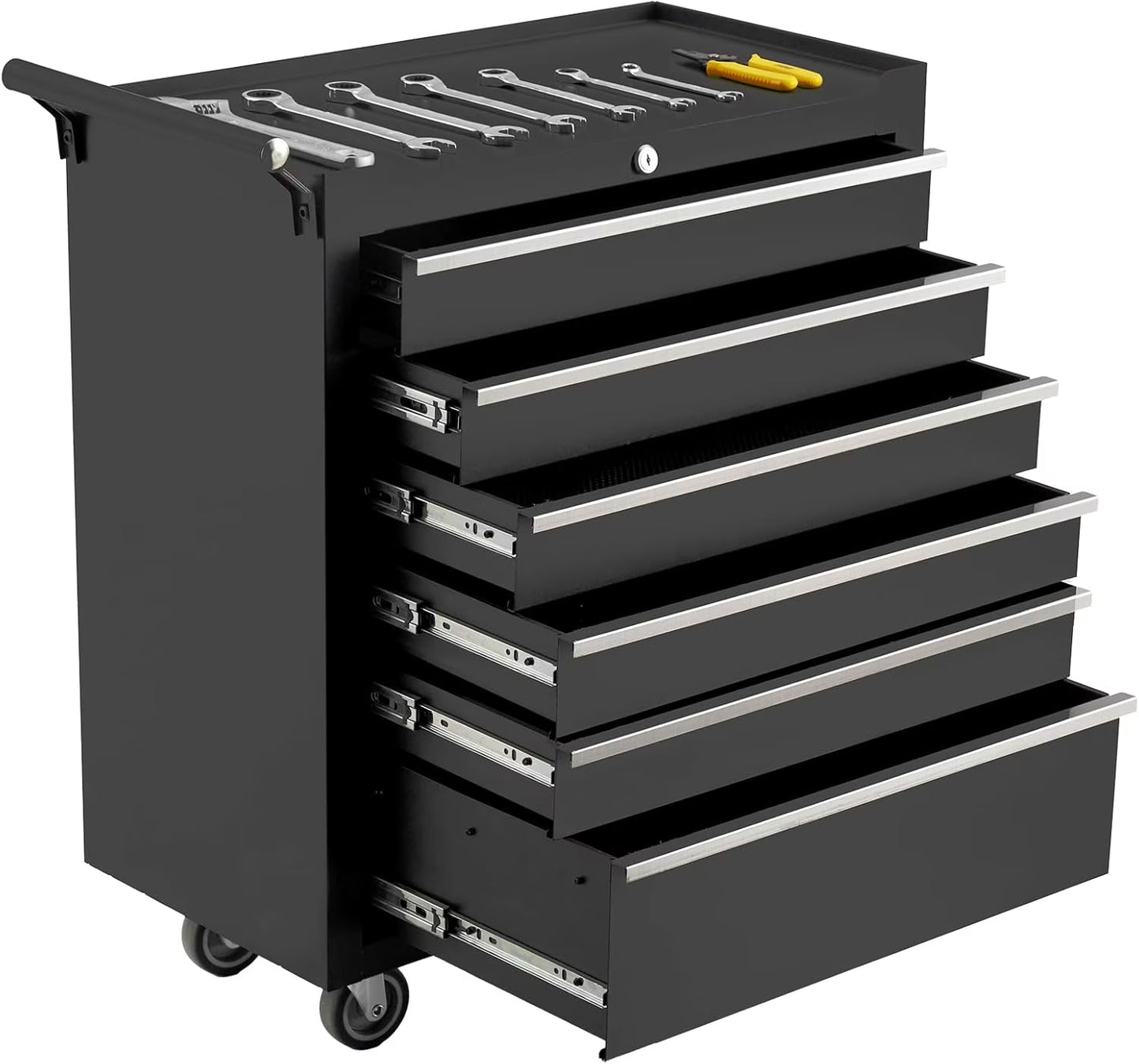 Rolling Tool Chest with 6 Drawers - Portable Tool Storage Cabinet on Wheels