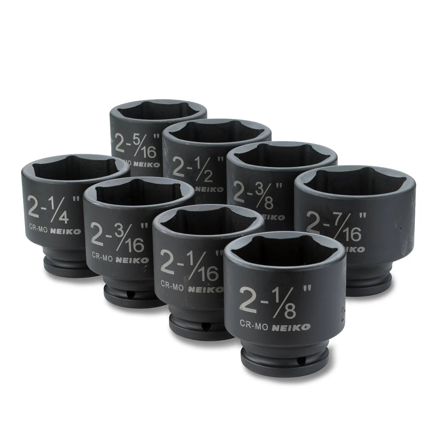 NEIKO 02392A 3/4" Impact Socket Set, 3/4? Drive, 8 PC Jumbo Sockets, SAE Standard Sizes 2-1/16 Inch to 2-1/2 Inch, Chrome-Moly Cr-Mo Steel