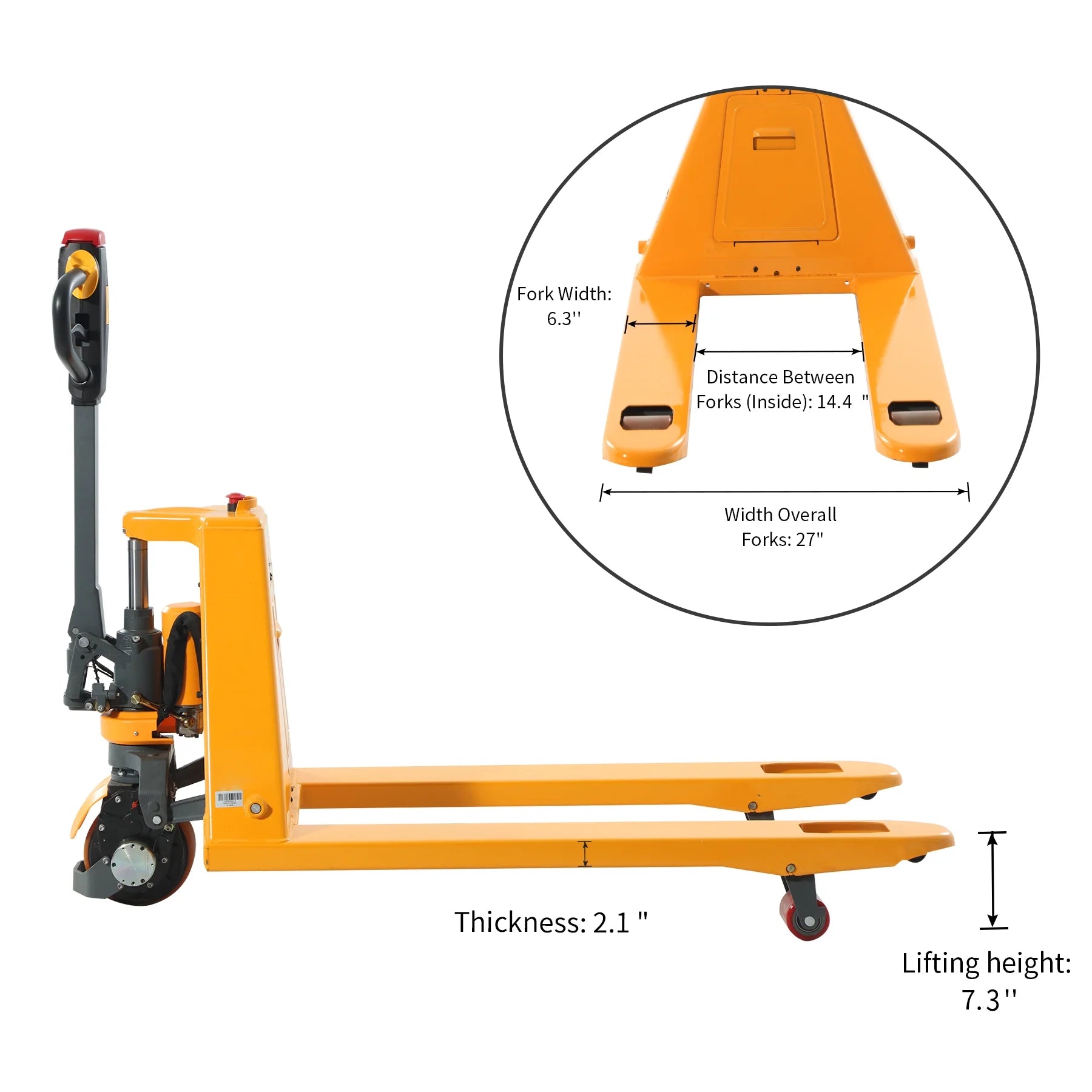 APOLLOLIFT 3300lb Li-ion Battery Powered Electric Pallet Jack 48"X27" Fork with Extra Lithium Battery