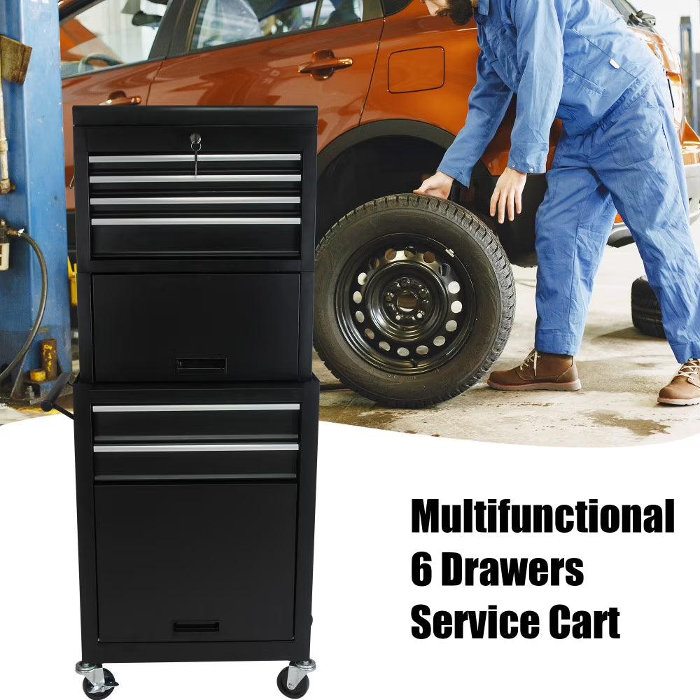 6 Drawers Rolling Tool Chest Cabinet,High Capacity Tool Storage Cabinet ,Rolling Tool Box with Wheels and Locking System,Portable Tool Organizer for Garage Warehouse Workshop