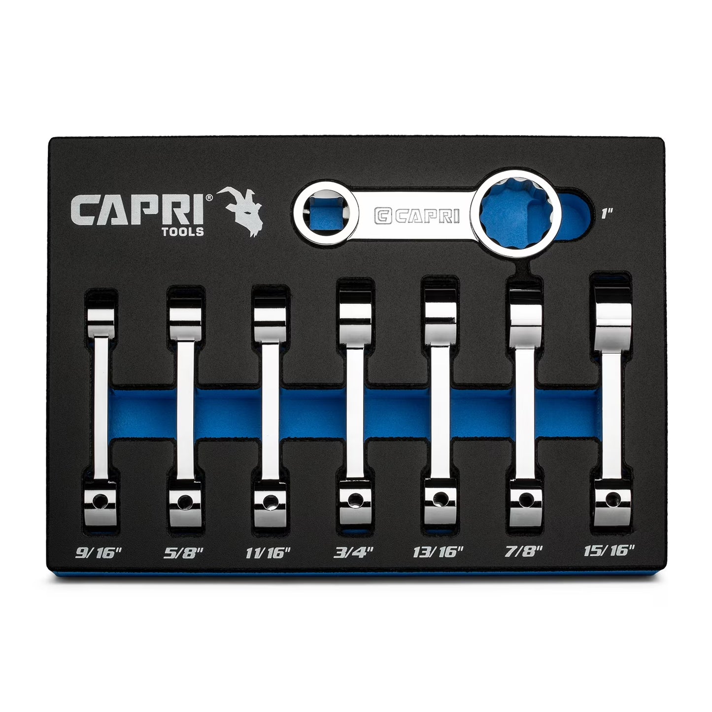 Capri Tools 1/2 in. Drive Torque Adapter Set, 12-Point Box End, 9/16 to 1 in., SAE, 8-Piece with Mechanic's Tray