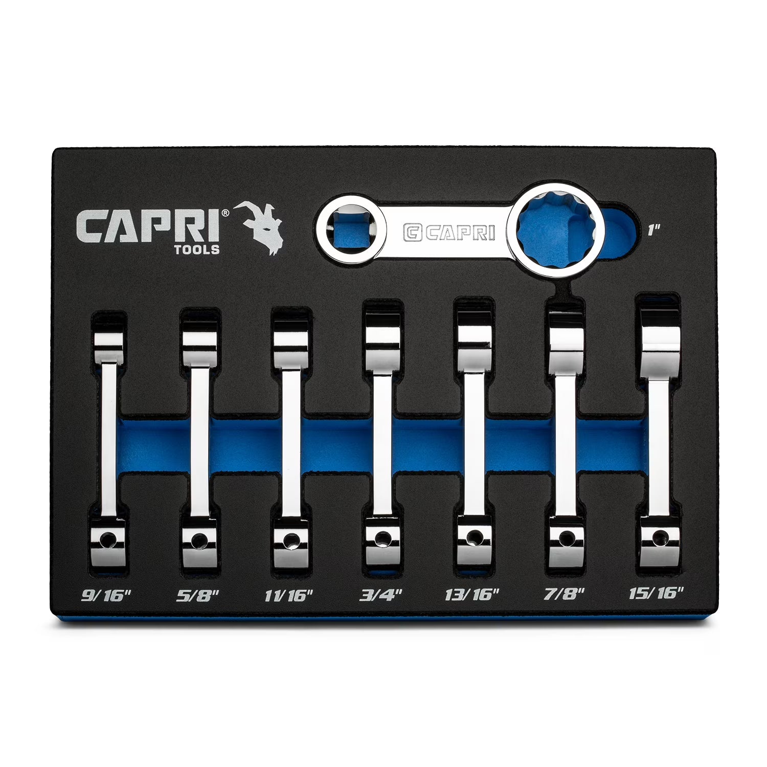 Capri Tools 1/2 in. Drive Torque Adapter Set, 12-Point Box End, 9/16 to 1 in., SAE, 8-Piece with Mechanic's Tray