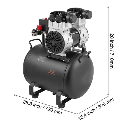 KFFKFF Air Compressor, 10 Gallon Steel Tank, 2HP 5.3 CFM@90 PSI, Oil-Free, Max 125PSI, 78dB Quiet Portable Compressor for Auto Repair, Tire Inflation, Spray Painting