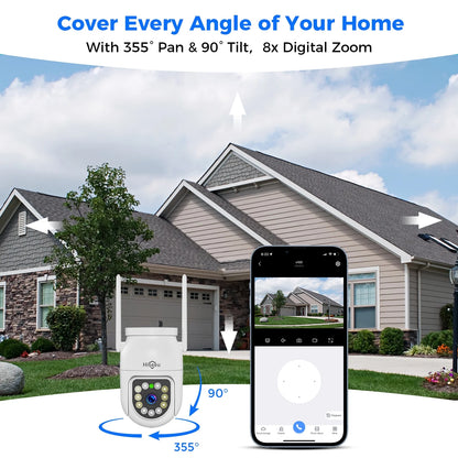 Hiseeu 3MP Wireless Outdoor Security System,4 CCTV PTZ Cameras with 2.4G WiFi,4K 16-Channel NVR,2-Way Audio, Color Night Vision, Human Detection,24/7 Surveillance-No HDD