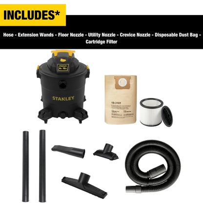 Stanley 12 Gallon,SL18199P, 6-Peak Horse Power, Wet Dry Vacuum SL18199P