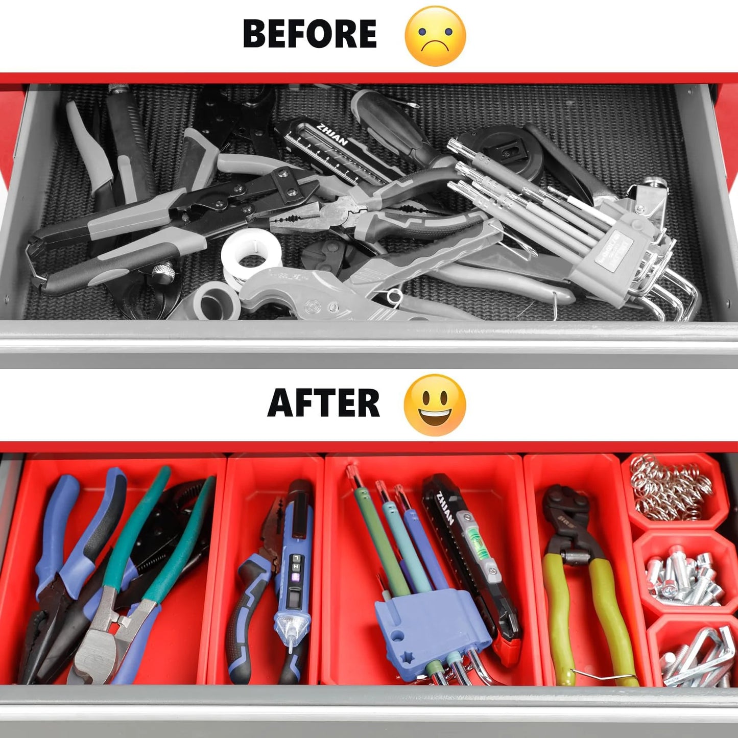 AIRAJ 8-Drawer Industrial Tool Chest | Heavy-Duty Rolling Tool Cabinet with Locking Wheels & Removable Lid | Workshop Organizer with Hooks/Liners