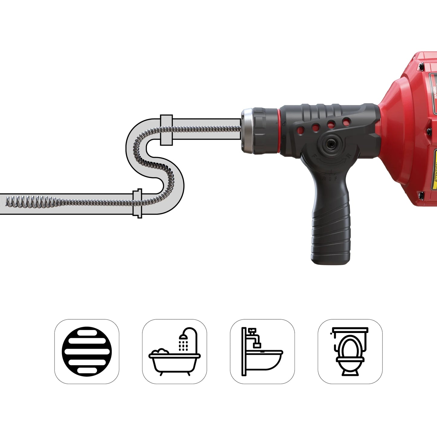 23 Ft. Handheld Electric Drain Cleaner, Corded Operated Snake Sink Clog Pipe Cleaner Plumbing, Power Auto Feed Tube Cable, Great Drain Cleaning Tool for T et, Sewer, Bathtub and Kitchen Sink, Populo