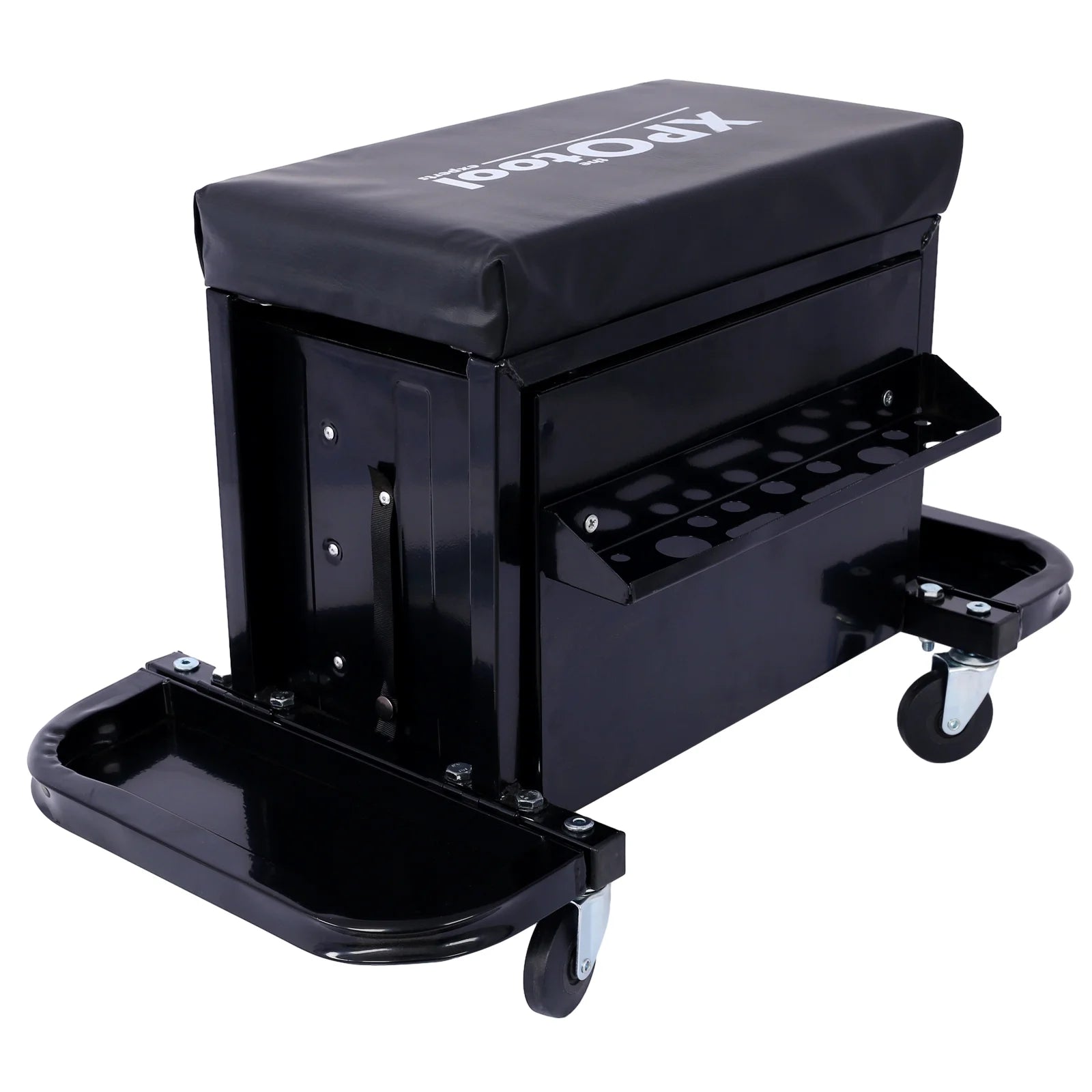 350-Pound Capacity Garage Glider Rolling Tool Chest SeatMechanics Roller Seat with 3 Drawers, Rolling Tool Chest Garage Chair, Toolbox on Wheels Mechanics Seat