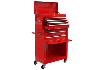 Leuco High Capacity Rolling Tool Chest with Wheels and Drawers, 8-Drawer Tool Storage Cabinet, Heavy-Duty Garage Organizer and Workshop Tool Chest, Red
