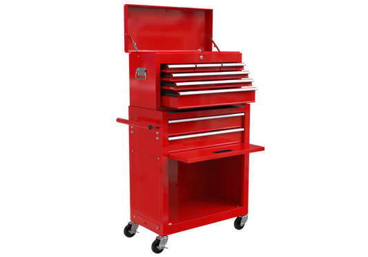 Leuco High Capacity Rolling Tool Chest with Wheels and Drawers, 8-Drawer Tool Storage Cabinet, Heavy-Duty Garage Organizer and Workshop Tool Chest, Red