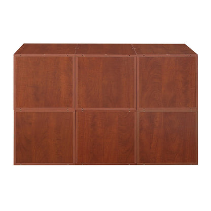 Niche PC6PKWH3TOTETL Cubo Storage Set with 6 Cubes & 3 Canvas Bins, White Wood Grain & Teal