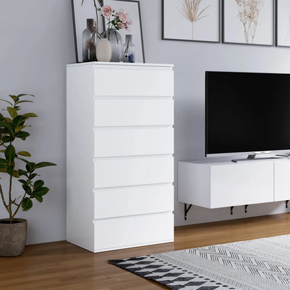 Homfa 5 Drawer White Dresser, Modern Storage Cabinet for Bedroom, White Chest of Drawers Wood Organizer for Living Room
