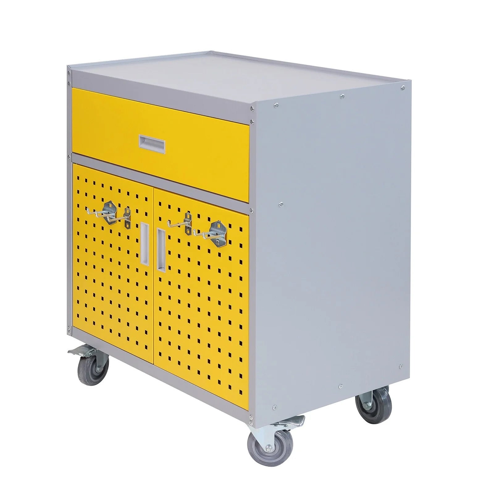 Tool Box Chest Cabinet Wheels Metal Rolling Auto Repair Storage Yellow w/Drawer