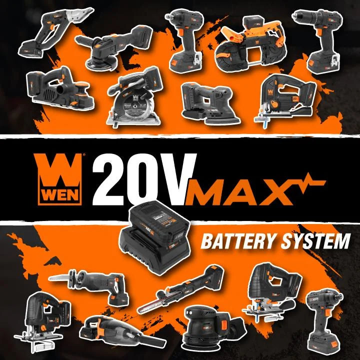 WEN 20V Max Variable Speed Cordless Brushless Drywall Sander with 5.0 Ah Battery and Charger