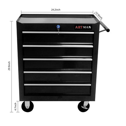 5 Drawers Rolling Tool Box Cart Tool Chest Tool Storage Cabinet with 4 Wheels US