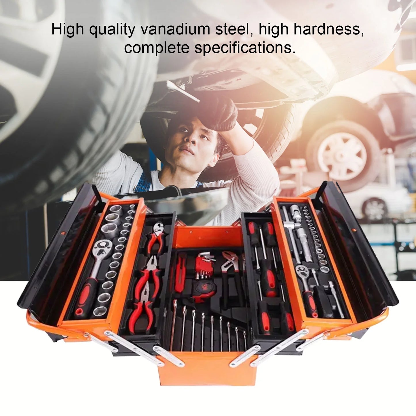 BOURVILL Ratchet Socket Tool 3 Layer Folding Multifunctional Socket Wrench Mechanics Set for Car Motorcycle Repair