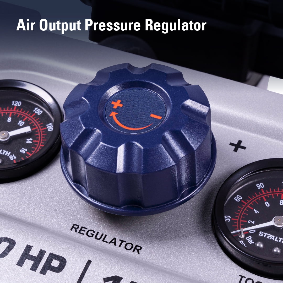 Stealth Ultra Quiet 3 Gallon 150 PSI Portable Electric Oil-Free Air Compressor, Professional Series