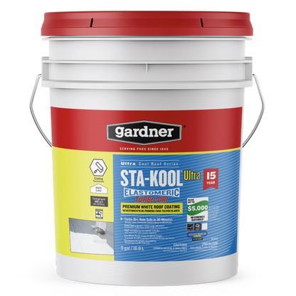 GARDNER STA-KOOL 15 YR Turbo-Dri Elastomeric Roof Coating - White, White, 5 Gallon