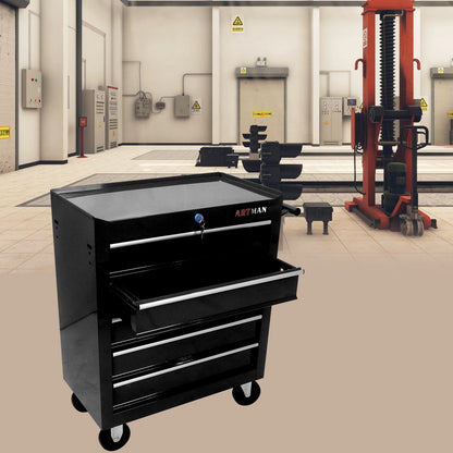 Witaxima 5-Drawer Tool Chest with Wheels & Lock, 24.25x12.99x29.33in Black Metal Tool Storage Cabinet for Garage Workshop, Heavy-Duty Rolling Tool Cart