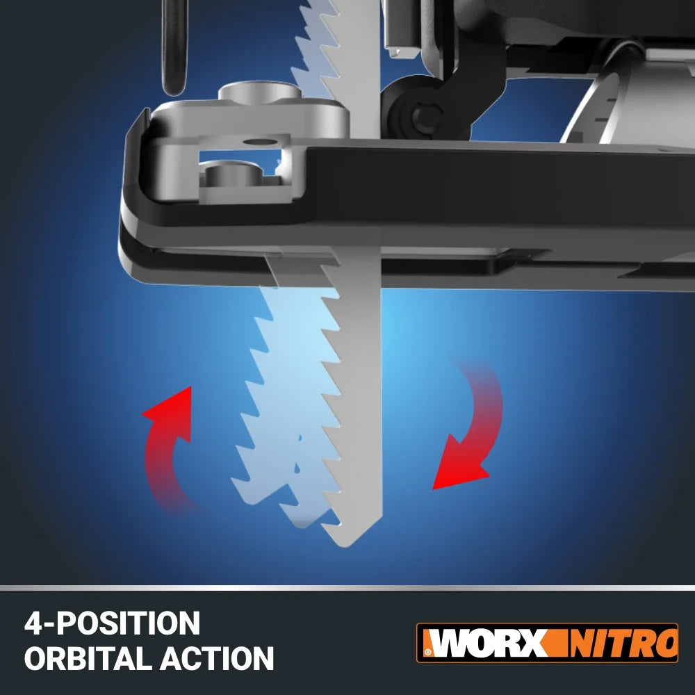 Worx Nitro WX542L 20V Power Share Cordless Jigsaw with Brushless Motor (Battery & Charger Included)