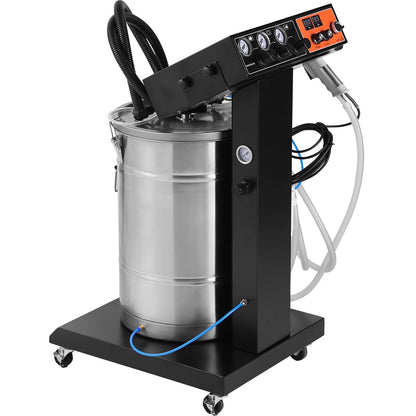KFFKFF Powder Coating System, 40W Electrostatic Spray Spraying Gun Paint System With 50L Powder Hopper, 450g Per Minute Powder Coating Machine with Spray Gun and Trolley Base