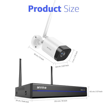 ANNKE Outdoor Bullet Cameras System, Expandable 16CH 4K NVR with 8 Cam 3MP, 4TB HDD, Wireless WiFi Cameras,100ft Night Vision, 2-Way Audio, Dual-Band WiFi, Human Detection, Remote Access, IP66-rated
