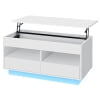 Hommpa Lift Top Coffee Table with 2 Drawers High Gloss Rectangle Black Coffee Table with LED Lights and Hidden Storage for Living Room Home Office Center Cocktail Tables 25.19" Height