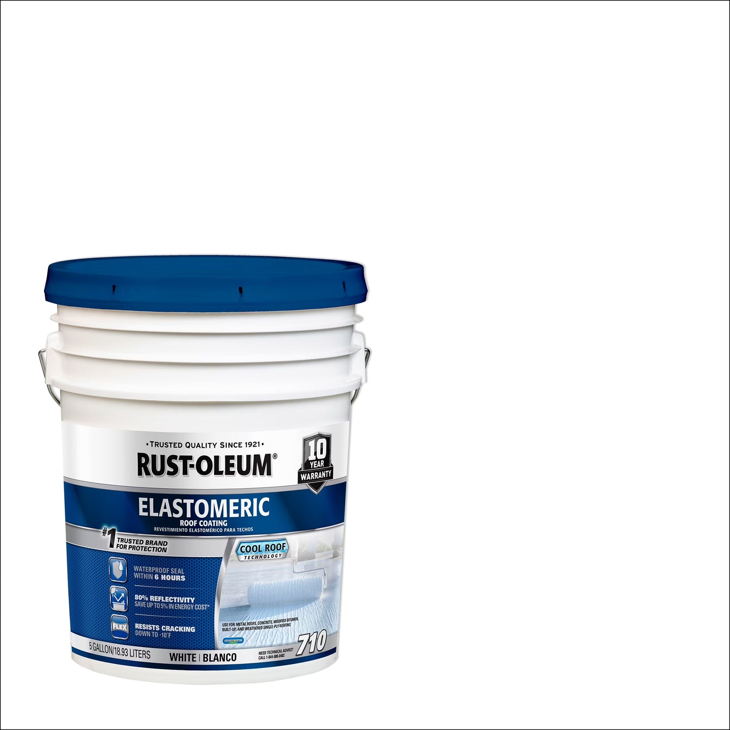 White, Rust-Oleum 710 Elastomeric Roof Coating, 5 Gal
