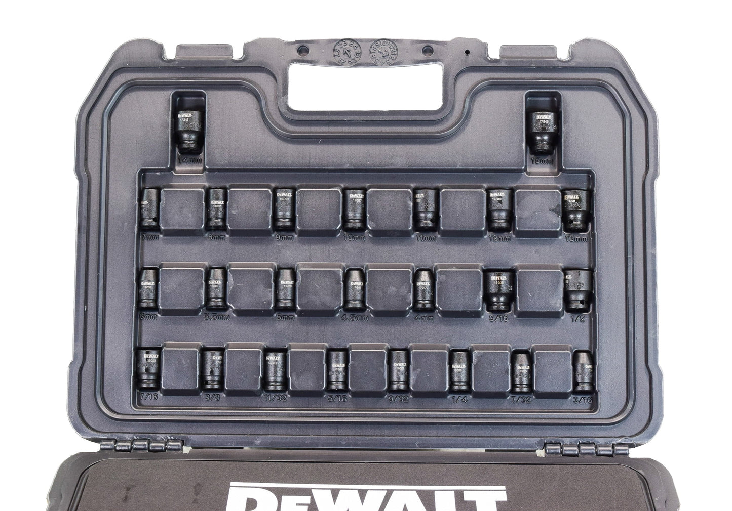 DEWALT DWMT19251, 1/4" Drive Metric and SAE Impact Socket Set, Black Oxide Finish, 48 Piece