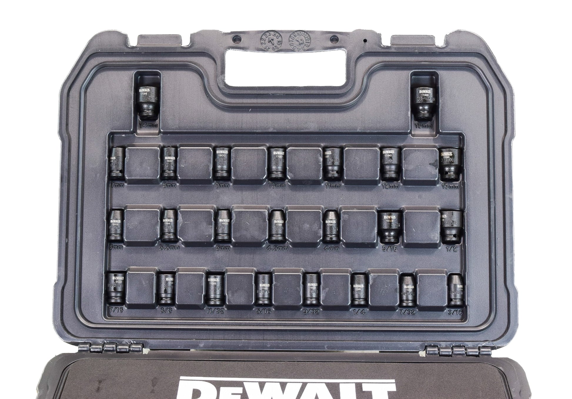 DEWALT DWMT19251, 1/4" Drive Metric and SAE Impact Socket Set, Black Oxide Finish, 48 Piece
